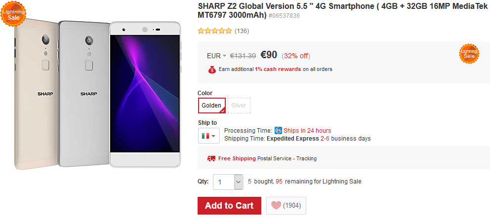 Sharp Z2 offerta LightInTheBox